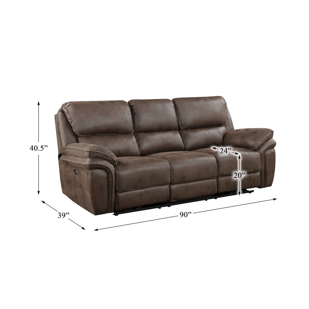 Proctor Microfiber Double Reclining Sofa In Brown. Picture 7