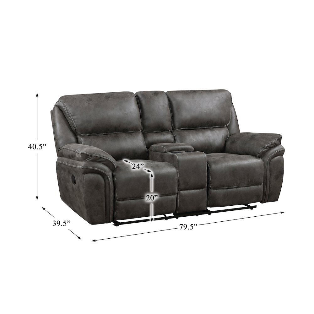 Proctor Microfiber Double Reclining Love Seat In Gray. Picture 8