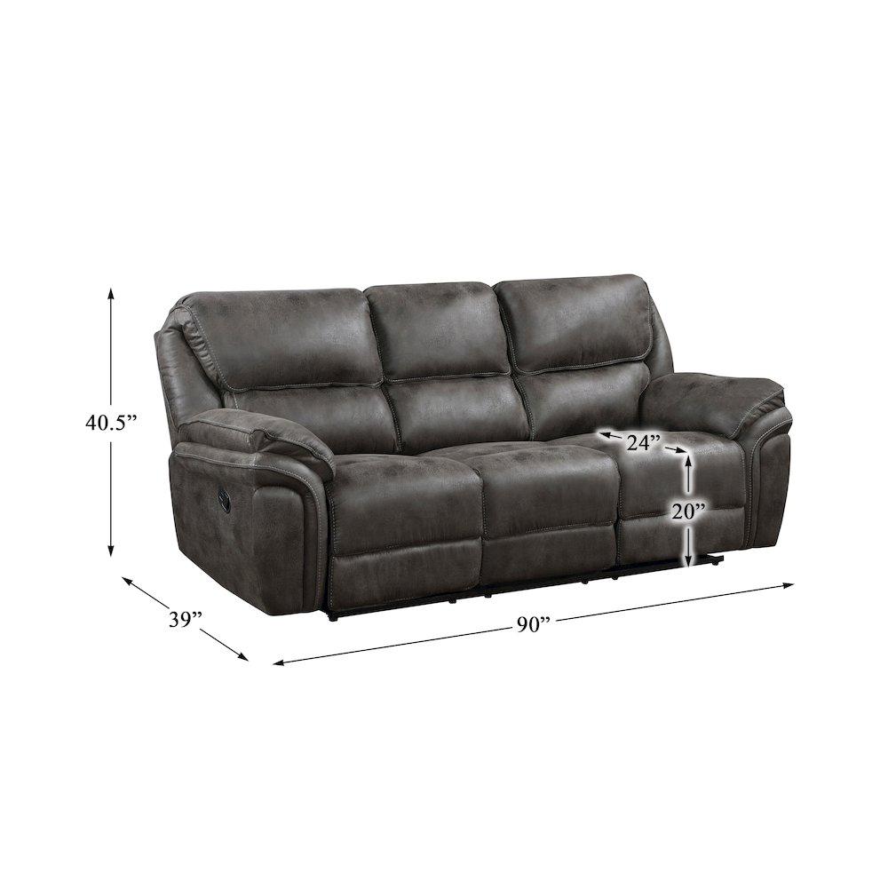 Proctor Microfiber Double Reclining Sofa In Gray. Picture 3