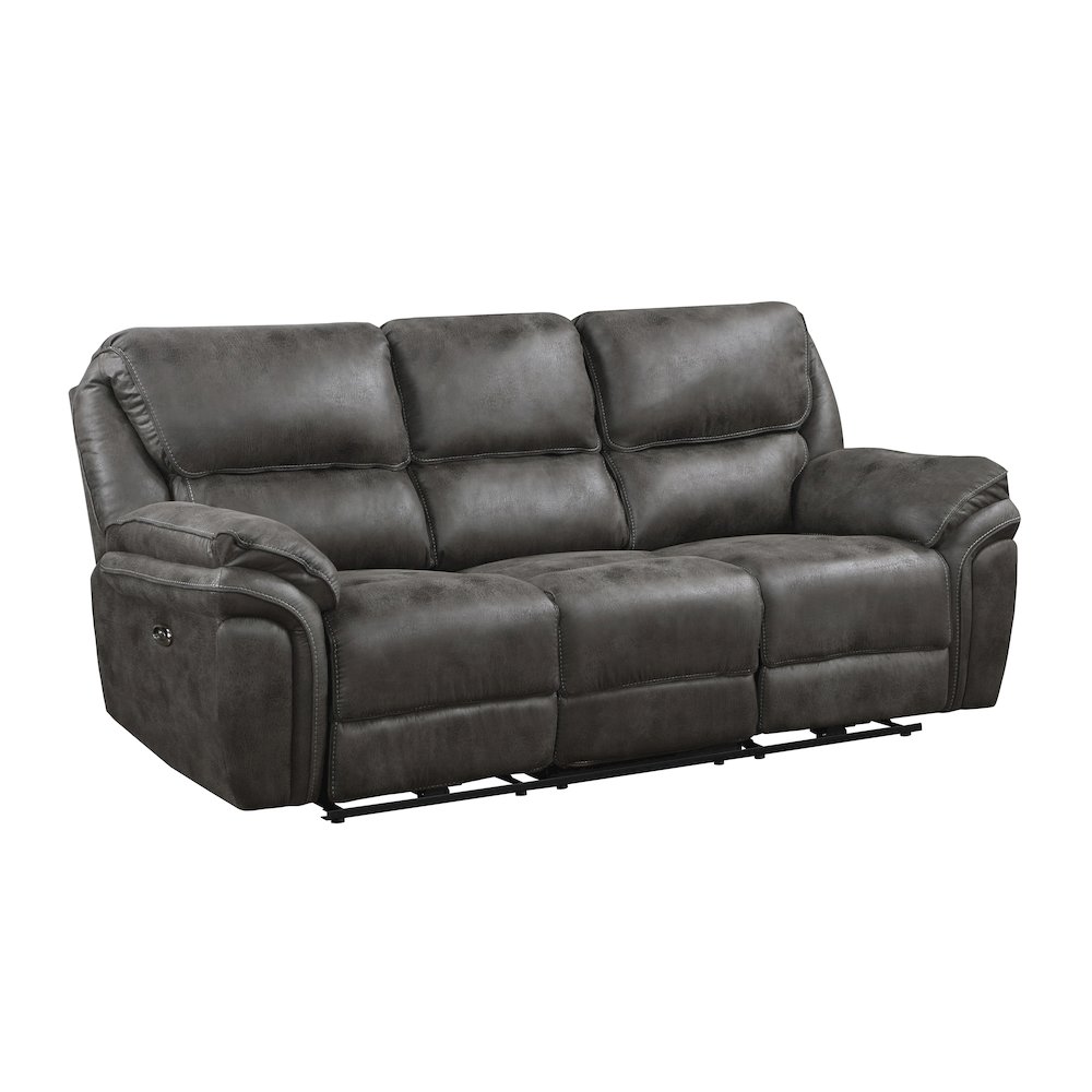 Proctor Microfiber Double Reclining Sofa In Gray. Picture 4