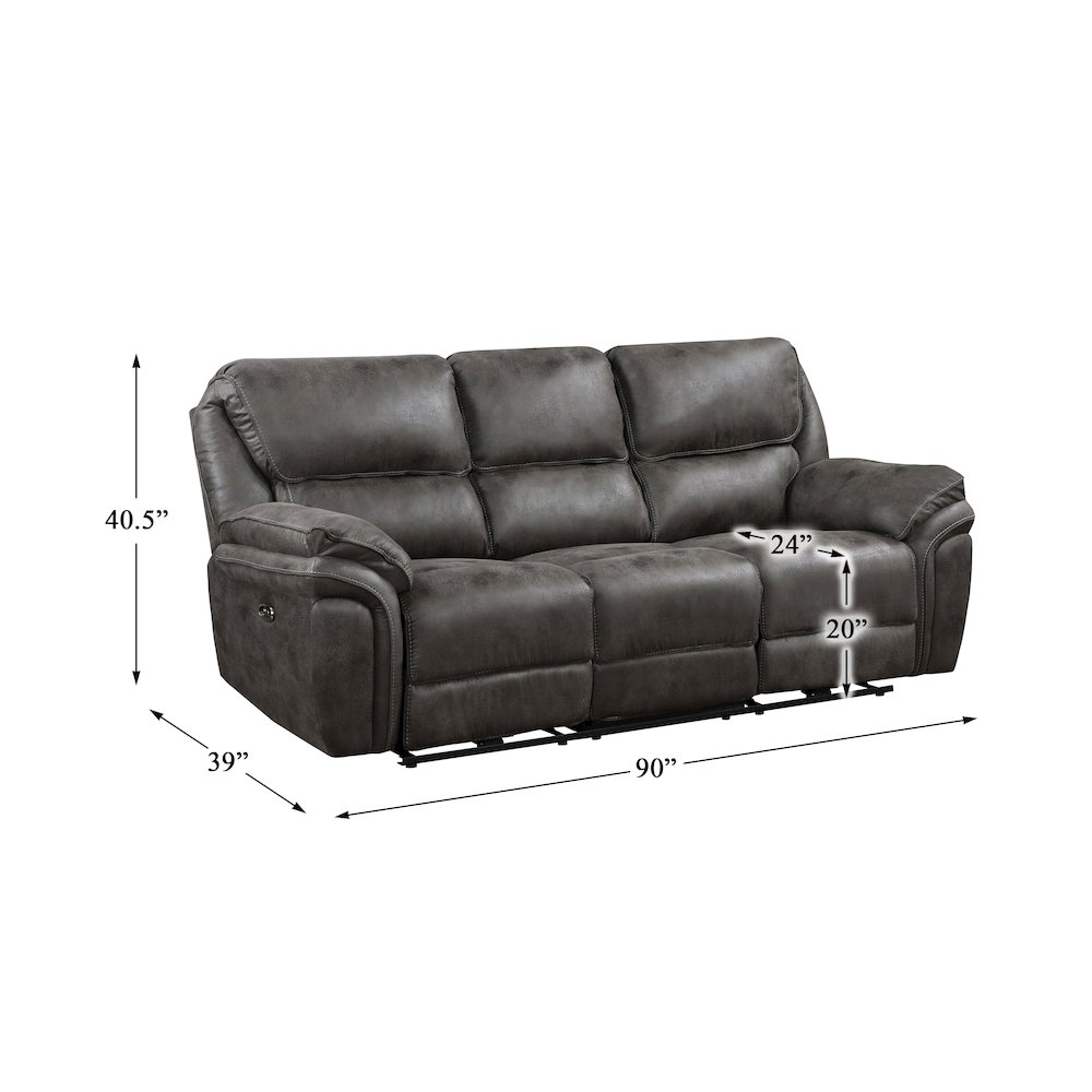 Proctor Microfiber Double Reclining Sofa In Gray. Picture 6