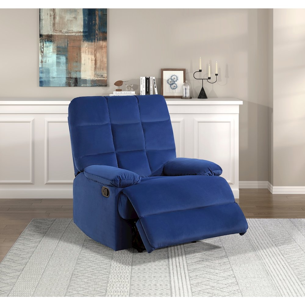 Lexicon Colin Velvet Manual Recliner in Blue. Picture 2