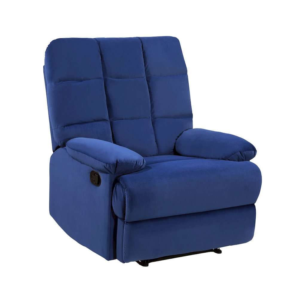 Lexicon Colin Velvet Manual Recliner in Blue. Picture 1