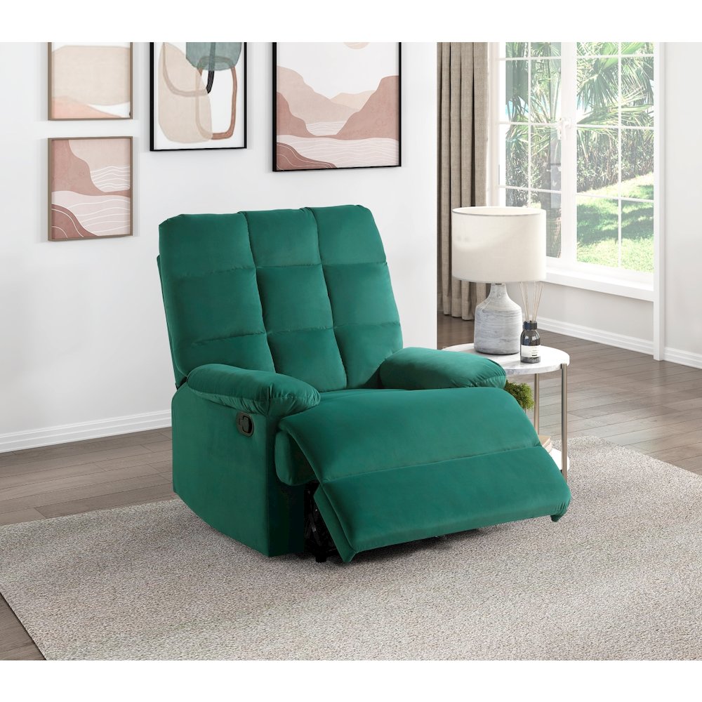Lexicon Colin Velvet Manual Recliner in Green. Picture 2