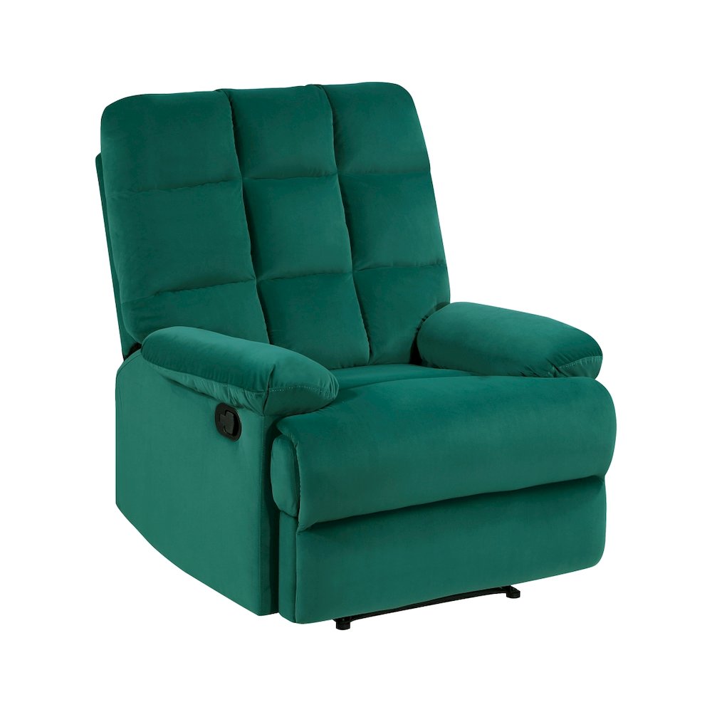 Lexicon Colin Velvet Manual Recliner in Green. Picture 1
