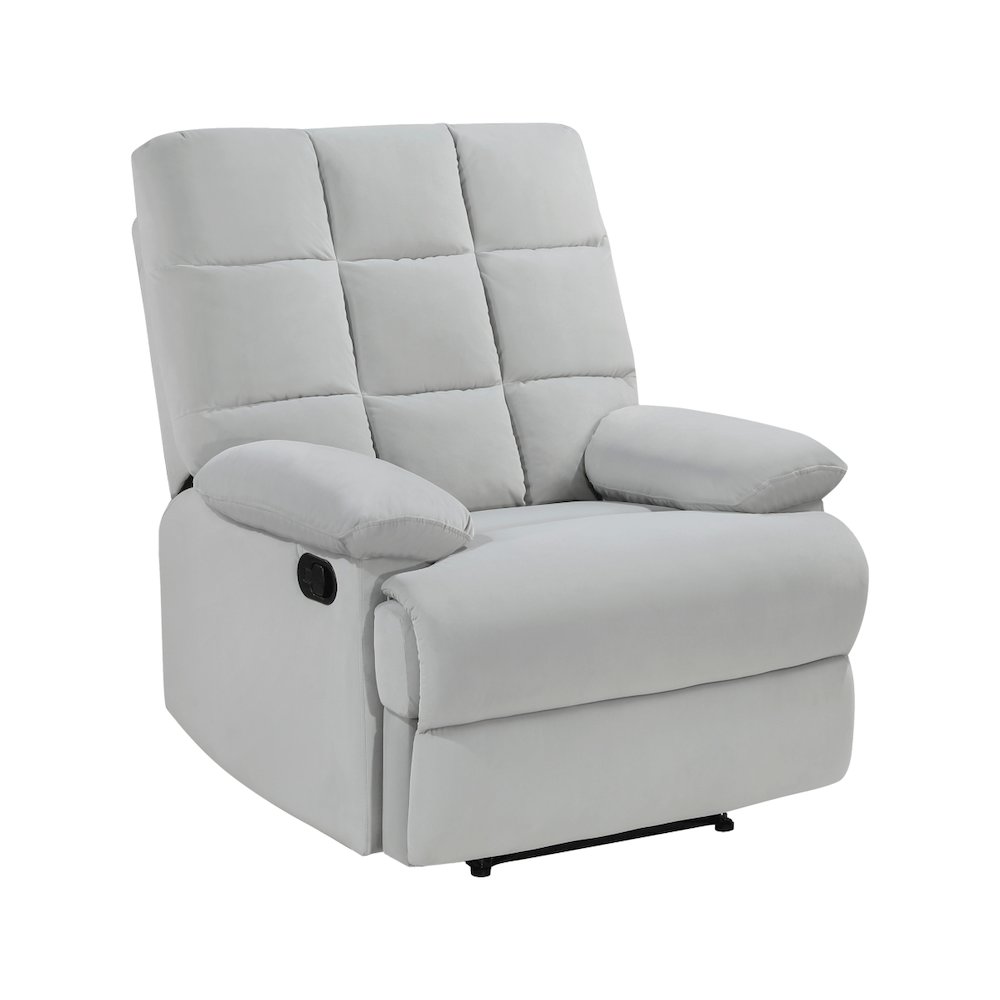 Lexicon Colin Velvet Manual Recliner in Light Gray. Picture 1
