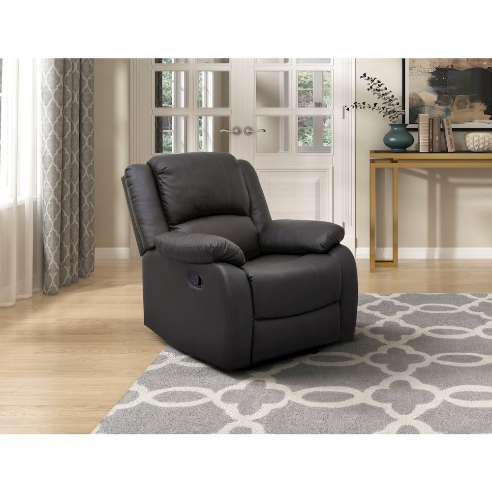 Lexicon Fairview Faux Leather Manual Recliner in Dark Brown. Picture 2
