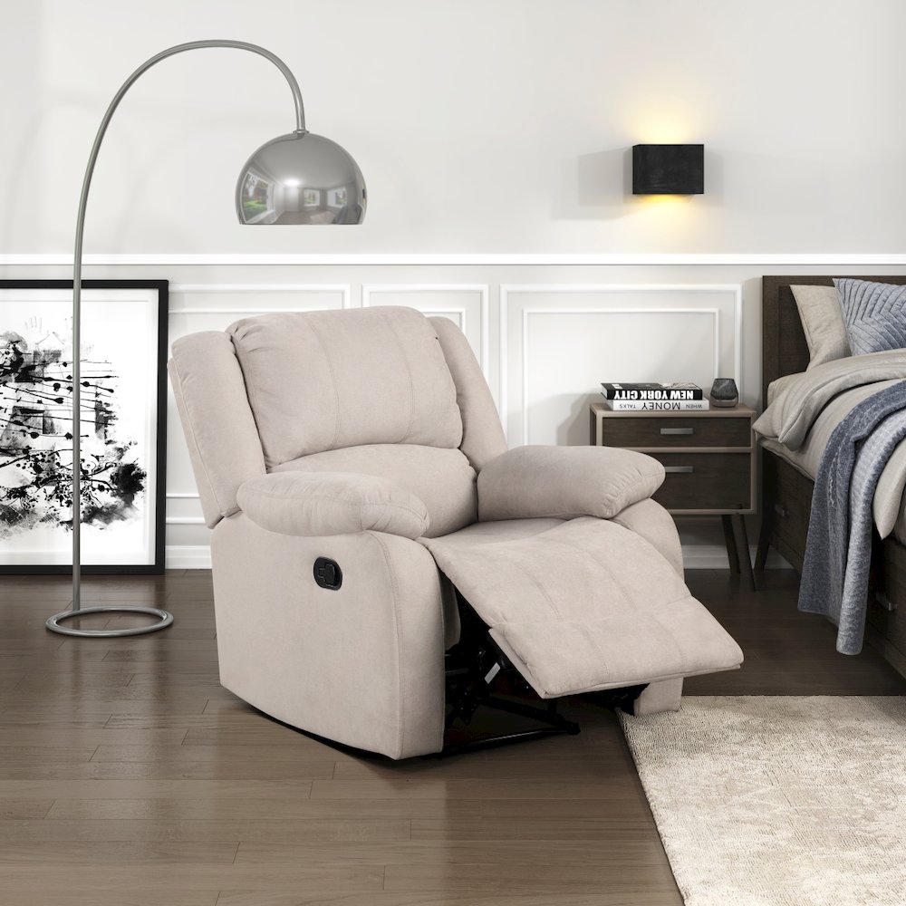 Lexicon Fairview Textured Manual Recliner in Oatmeal. Picture 2