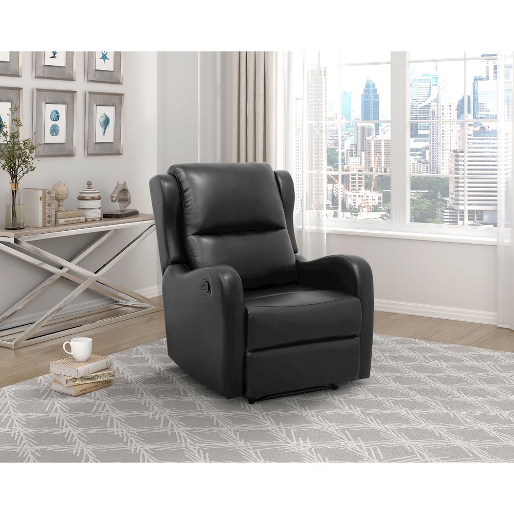 Lexicon Durant Faux Leather Manual Recliner in Black. Picture 2