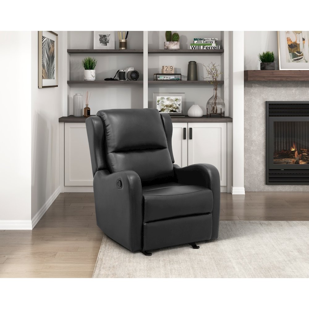 Lexicon Durant Faux Leather Glider Manual Recliner in Black. Picture 2