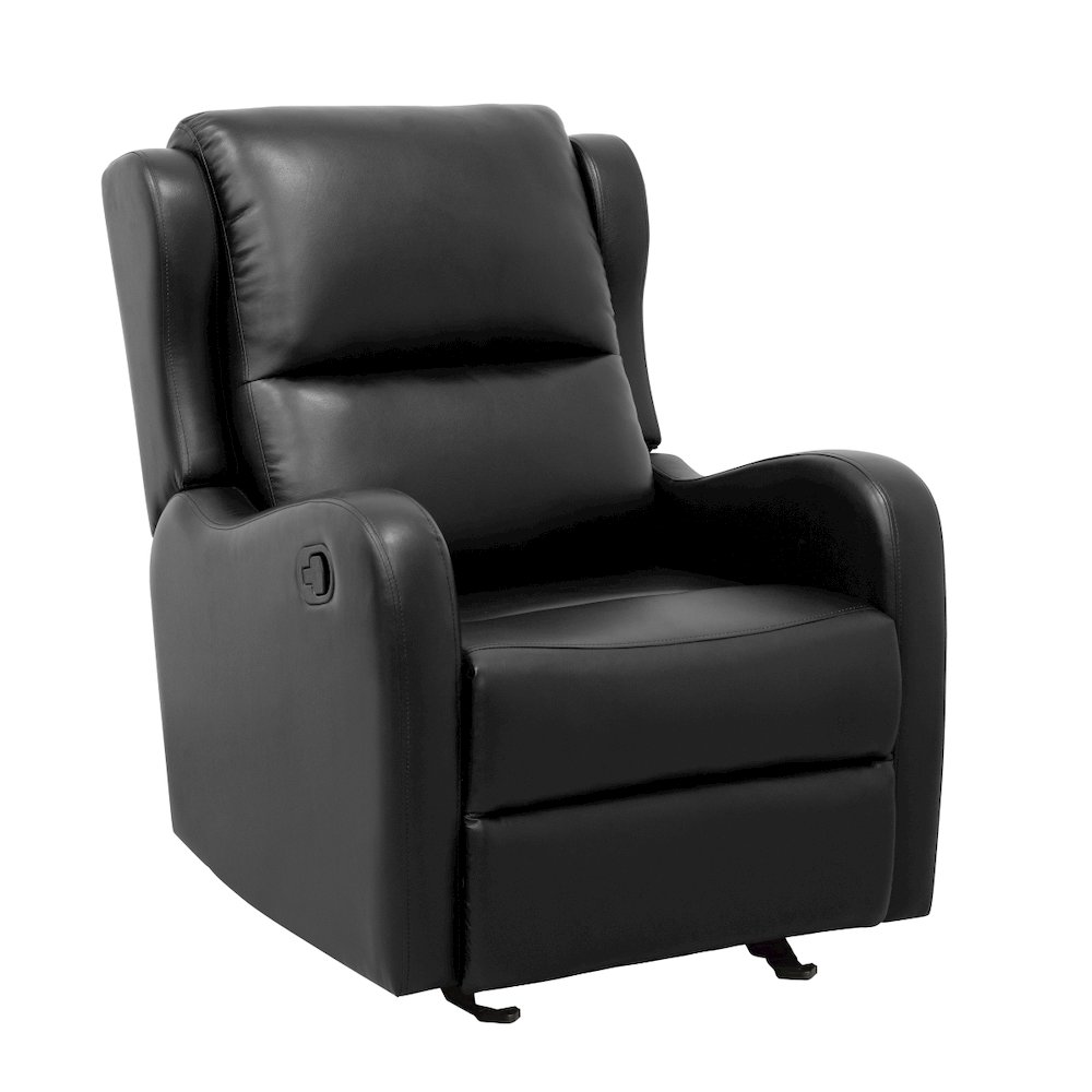 Lexicon Durant Faux Leather Glider Manual Recliner in Black. Picture 1