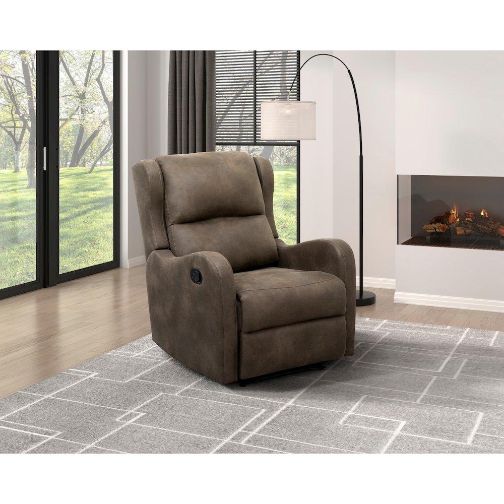 Lexicon Durant Microfiber Manual Recliner in Brown. Picture 2