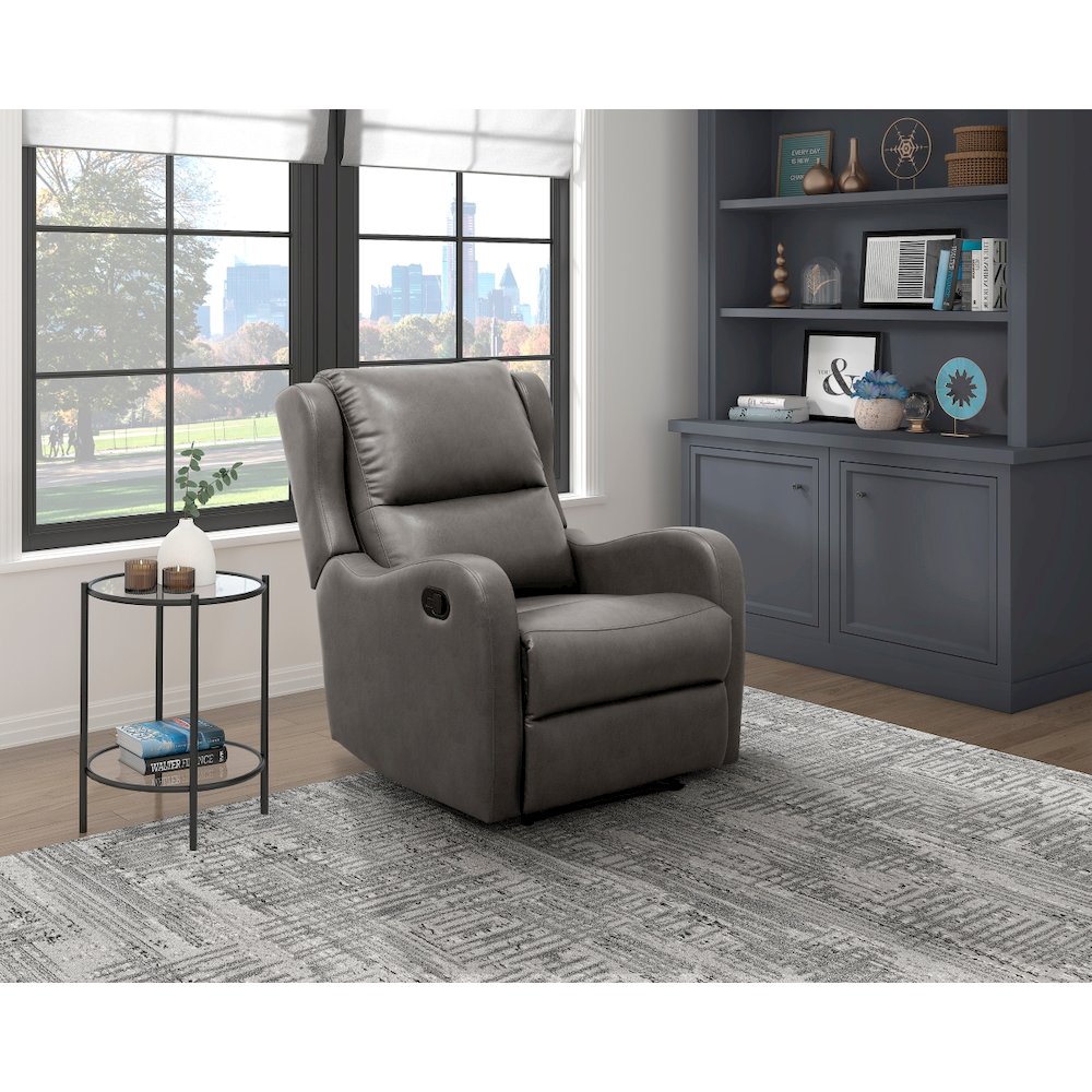 Lexicon Durant Faux Leather Manual Recliner in Gray. Picture 2