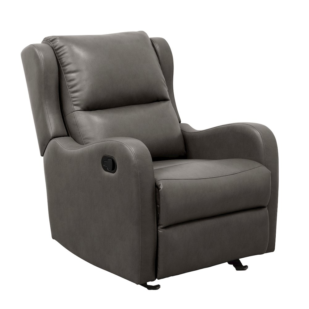 Lexicon Durant Faux Leather Glider Manual Recliner in Gray. Picture 1