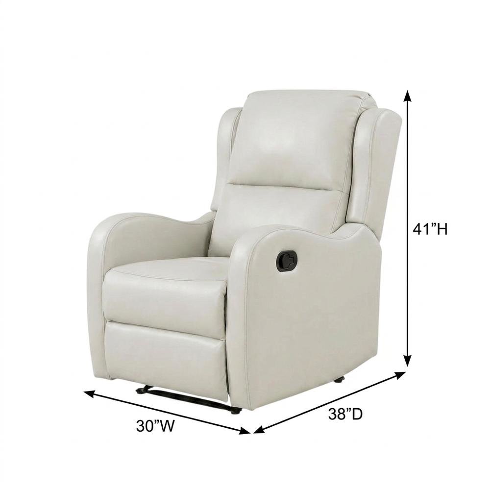 Faux Leather Manual Recliner Chair for Living Room or Small Spaces, Taupe. Picture 5