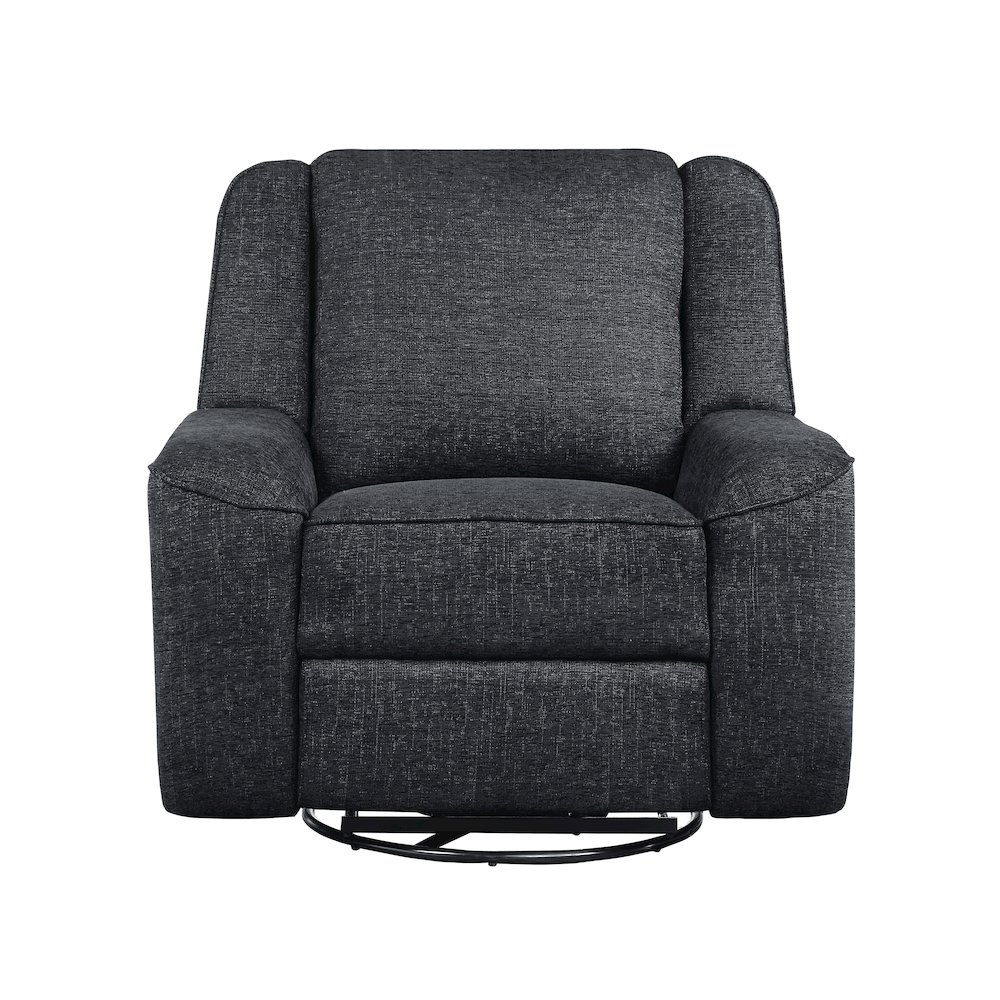 Monterey Chenille Swivel Reclining Chair In Ebony. Picture 1