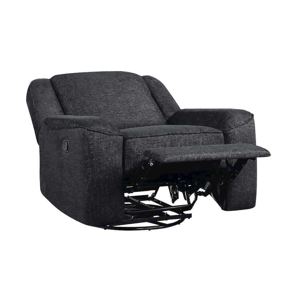 Monterey Chenille Swivel Reclining Chair In Ebony. Picture 4