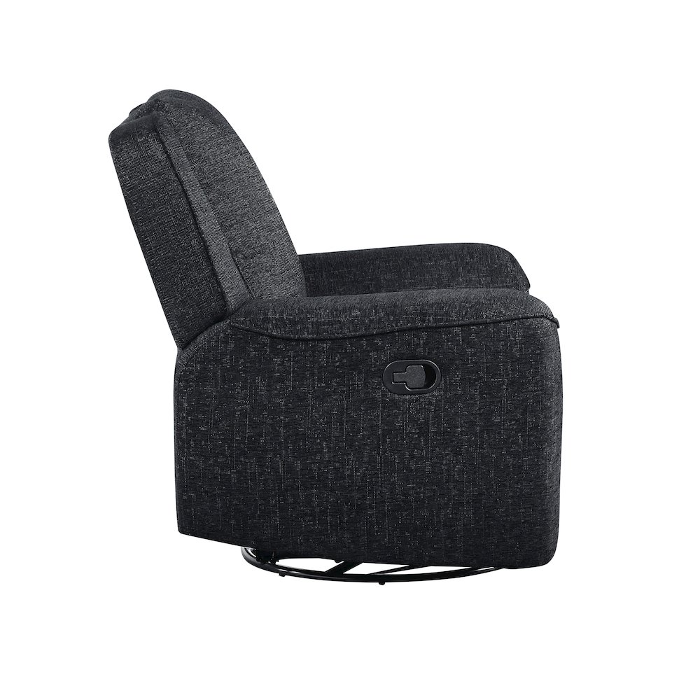 Monterey Chenille Swivel Reclining Chair In Ebony. Picture 5