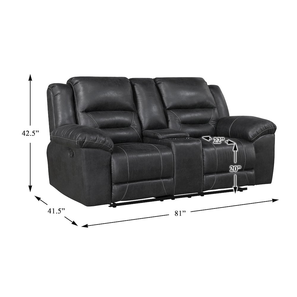 Lexicon Hazen Microfiber Double Reclining Love Seat with Center Console in Black. Picture 4