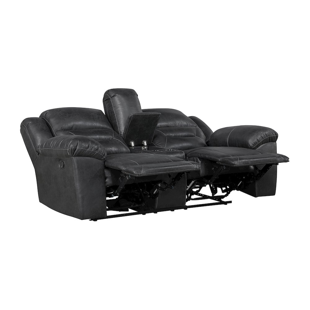 Lexicon Hazen Microfiber Double Reclining Love Seat with Center Console in Black. Picture 5
