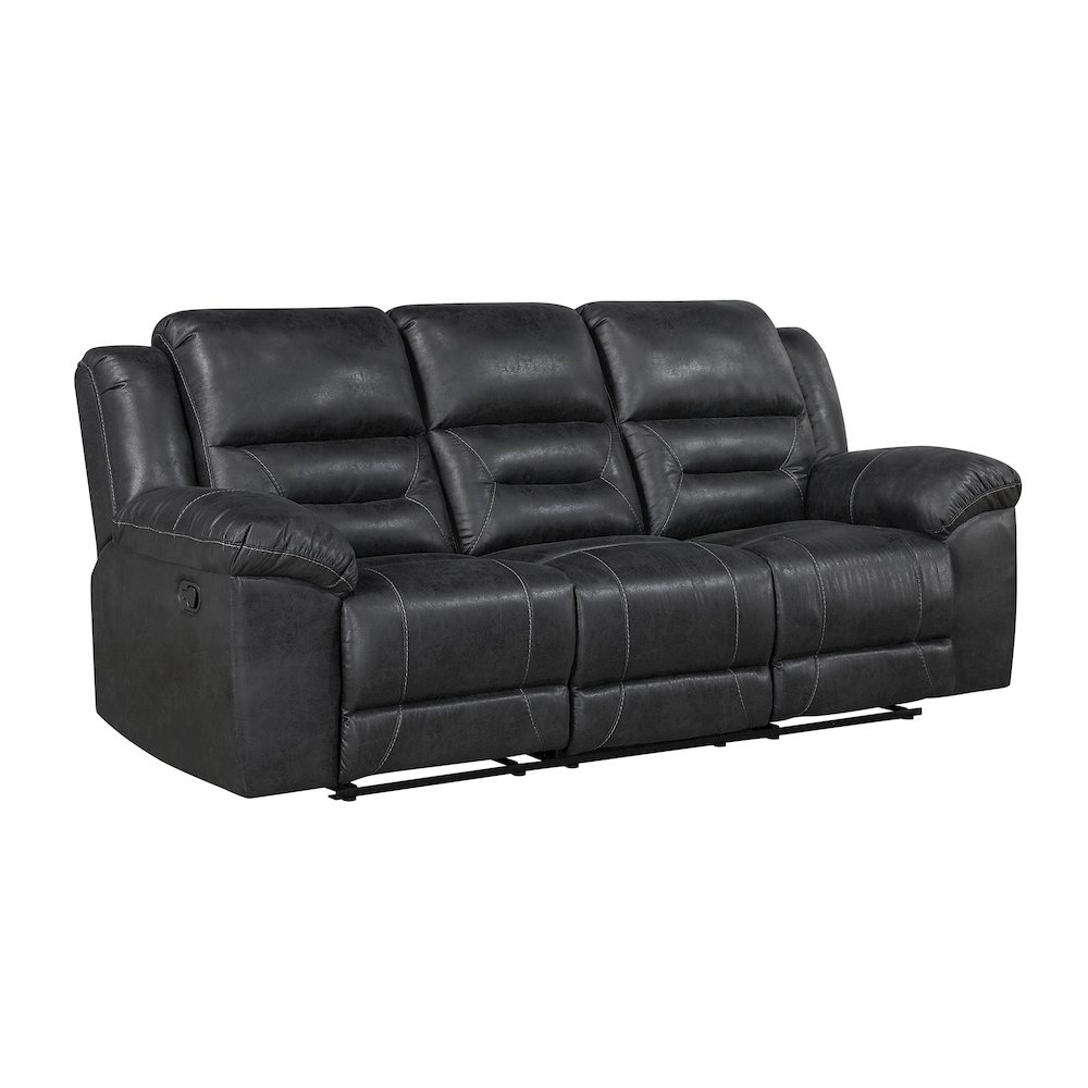 Lexicon Hazen Microfiber Double Reclining Sofa in Black. Picture 1