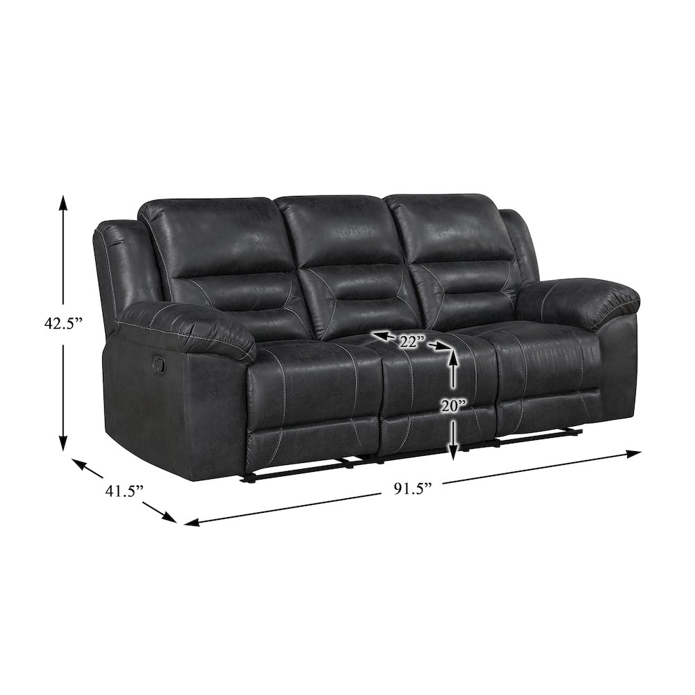 Lexicon Hazen Microfiber Double Reclining Sofa in Black. Picture 4
