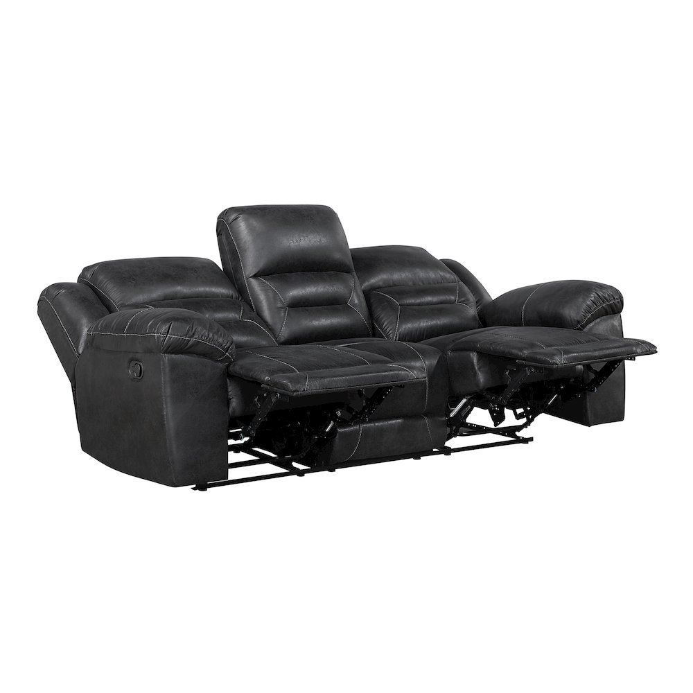 Lexicon Hazen Microfiber Double Reclining Sofa in Black. Picture 5