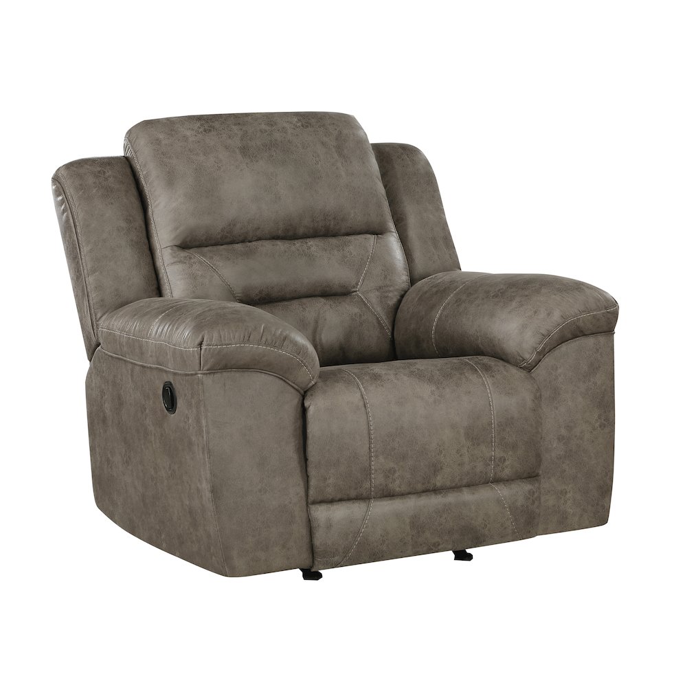 Hazen Microfiber Rocker Reclining Chair In Brown. Picture 1