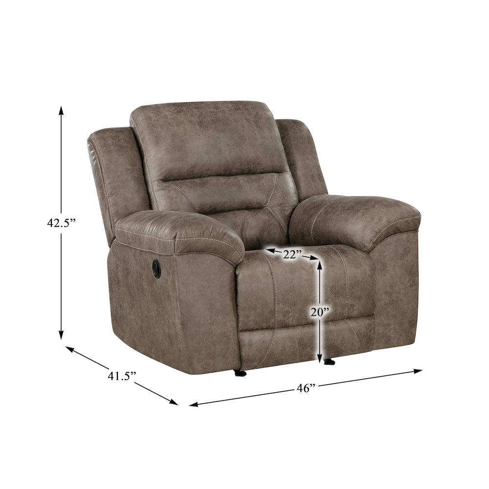 Hazen Microfiber Rocker Reclining Chair In Brown. Picture 4