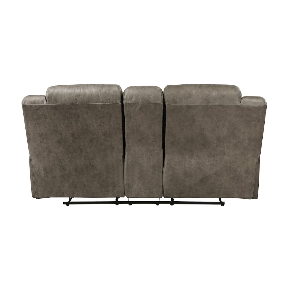 Hazen Microfiber Double Reclining Love Seat With Center Console In Brown. Picture 3