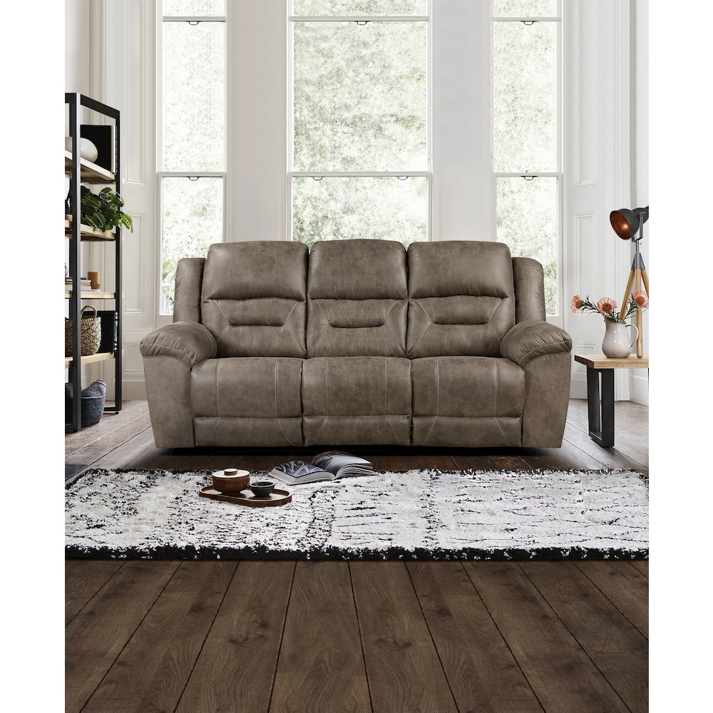 Hazen Microfiber Double Reclining Sofa In Brown. Picture 2