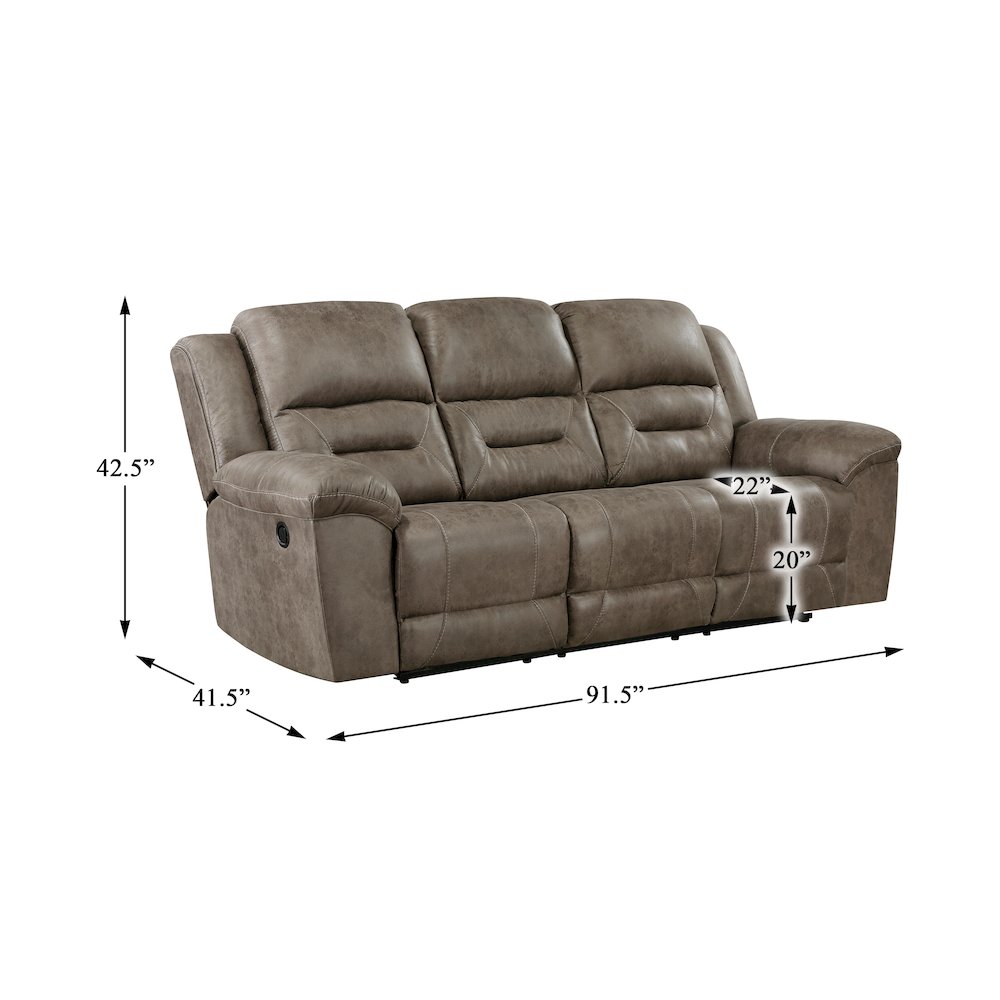 Hazen Microfiber Double Reclining Sofa In Brown. Picture 4