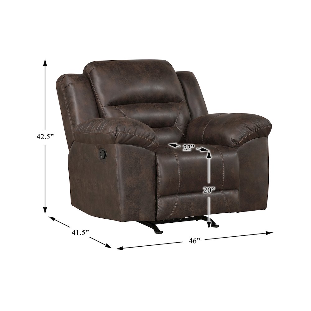 Lexicon Hazen Microfiber Rocker Reclining Chair in Dark Brown. Picture 4