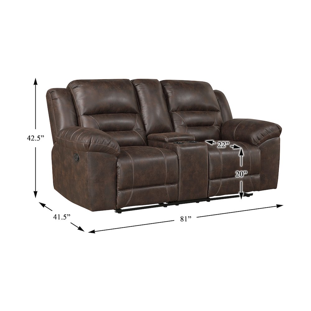 Lexicon Hazen Microfiber Double Reclining Love Seat in Dark Brown. Picture 4