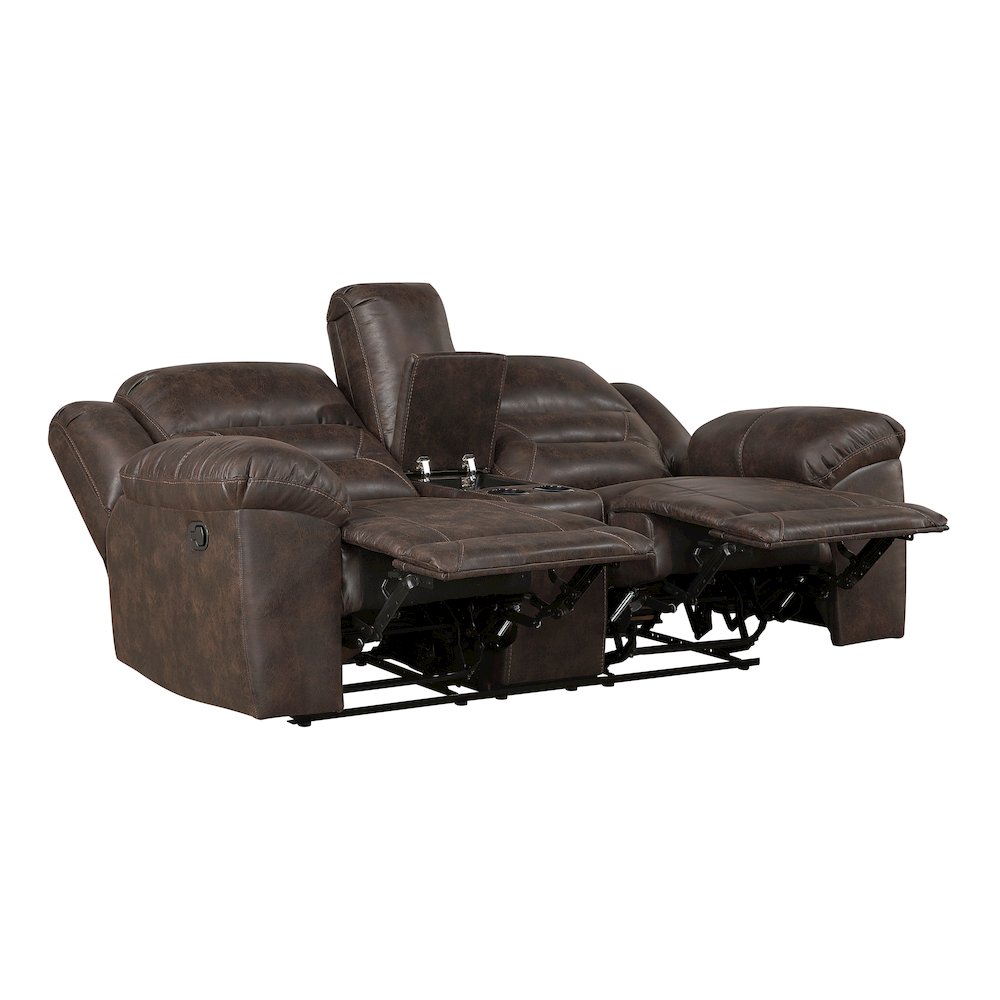 Lexicon Hazen Microfiber Double Reclining Love Seat in Dark Brown. Picture 5