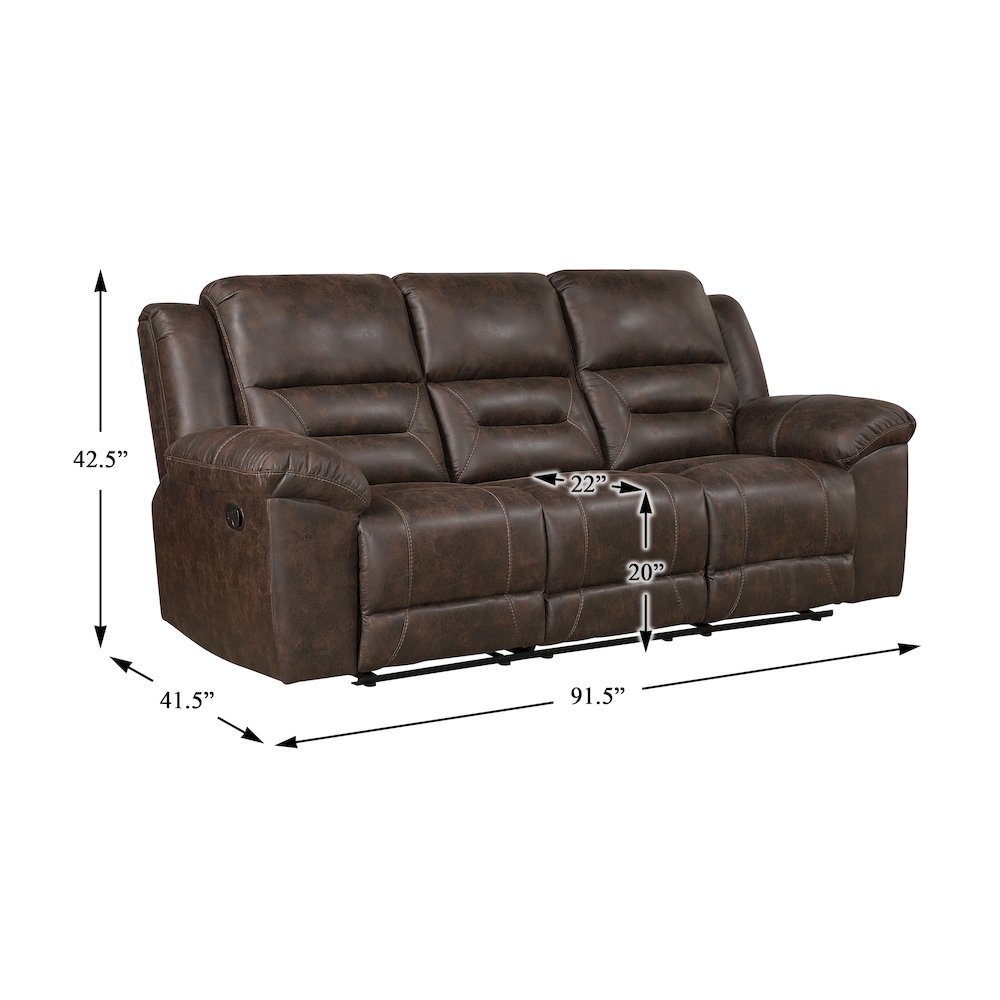 Lexicon Hazen Microfiber Double Reclining Sofa in Dark Brown. Picture 2