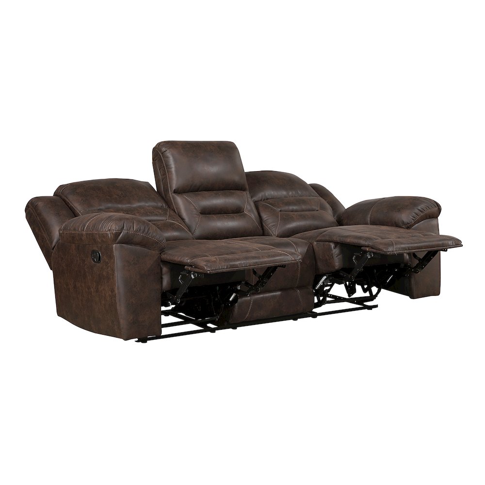 Lexicon Hazen Microfiber Double Reclining Sofa in Dark Brown. Picture 5