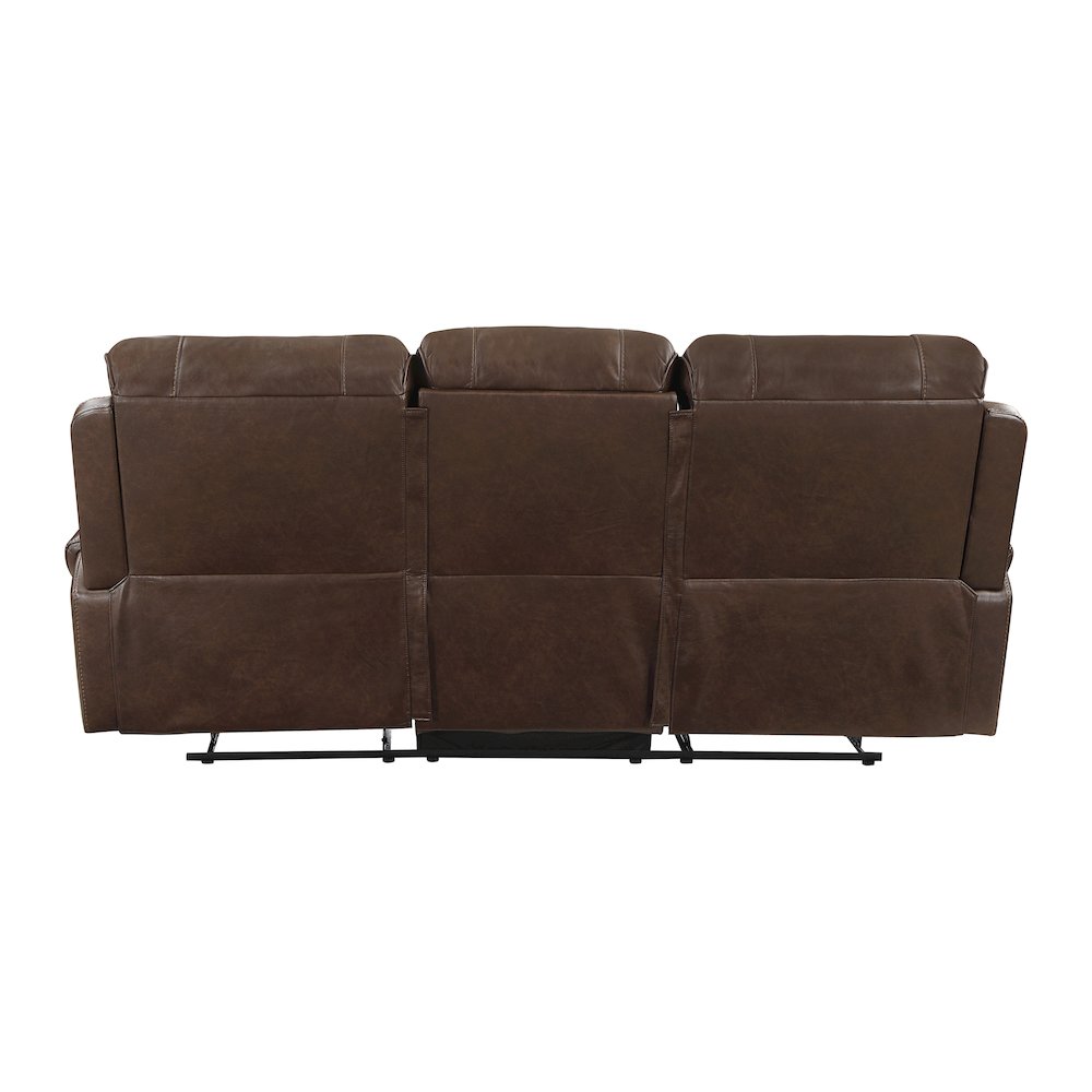 Newnan Faux Leather Double Reclining Sofa In Brown. Picture 3