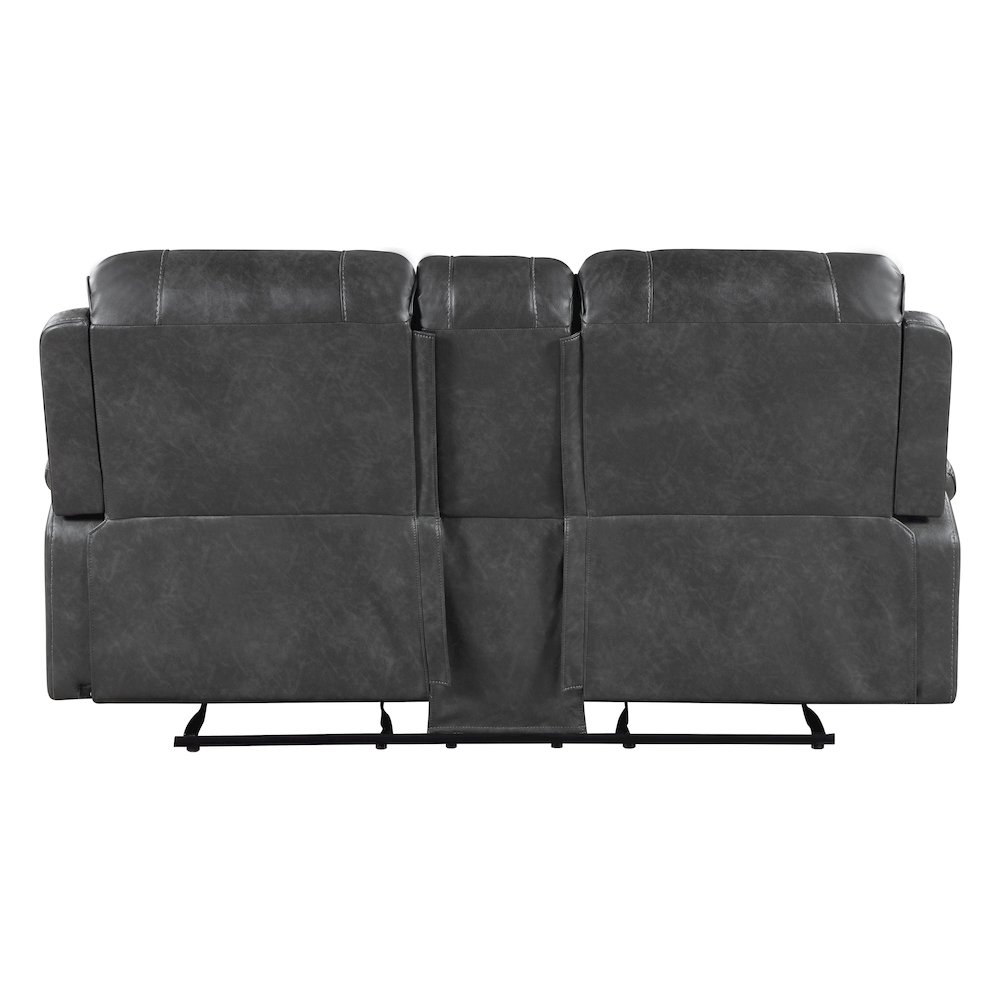 Lexicon Newnan Faux leather Double Glider Reclining Love Seat in Gray. Picture 3