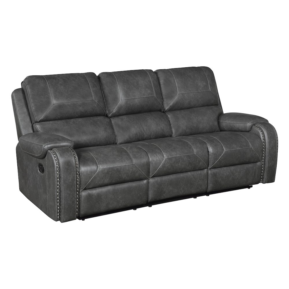 Lexicon Newnan Faux leather Double Reclining Sofa in Gray. Picture 1