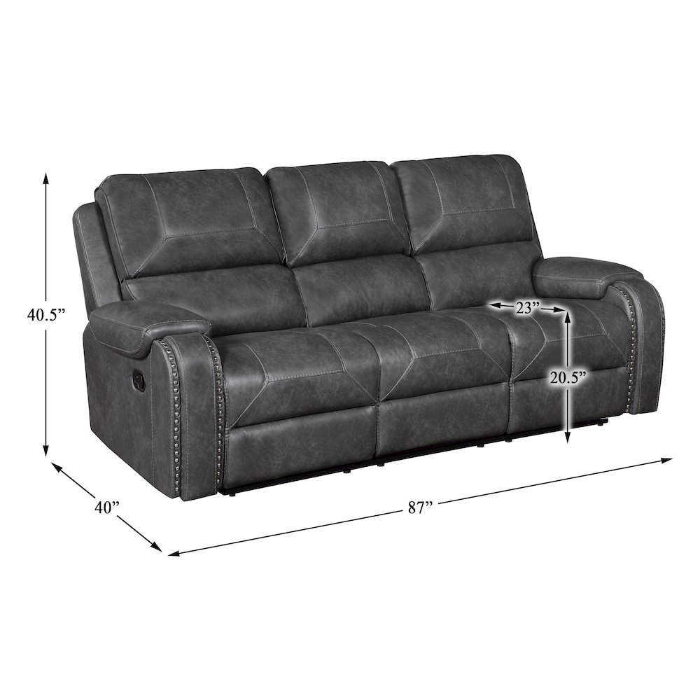 Lexicon Newnan Faux leather Double Reclining Sofa in Gray. Picture 4