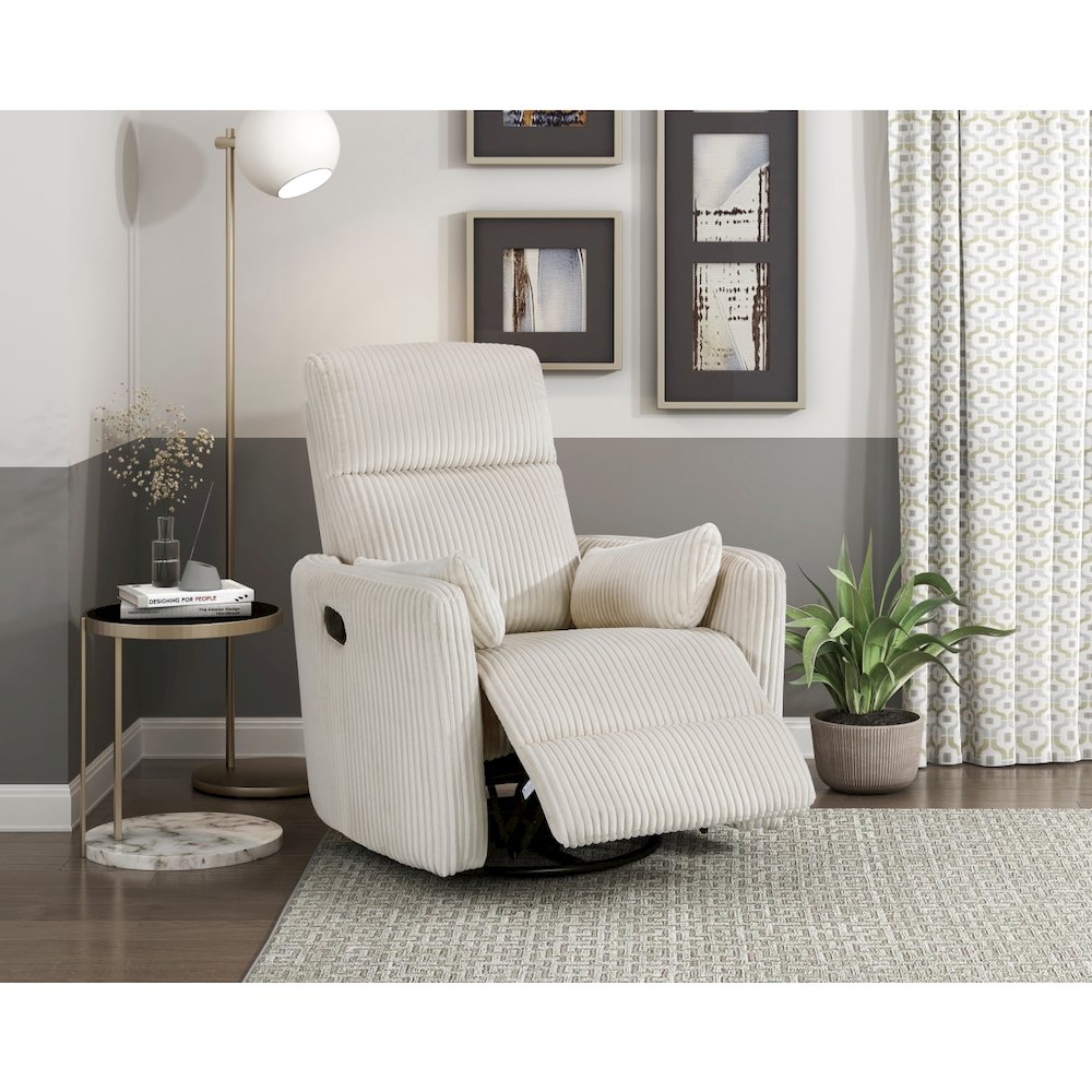 Lexicon Traverse Corduroy Swivel Glider Reclining Chair in Beige. Picture 2