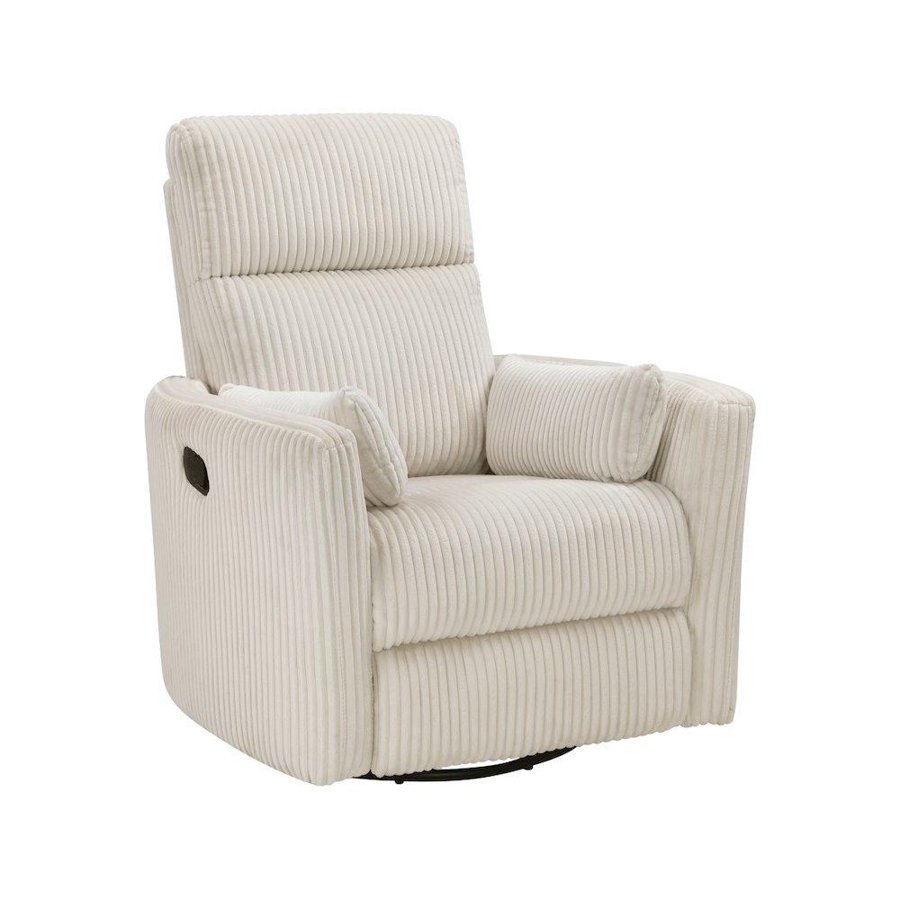 Lexicon Traverse Corduroy Swivel Glider Reclining Chair in Beige. Picture 1