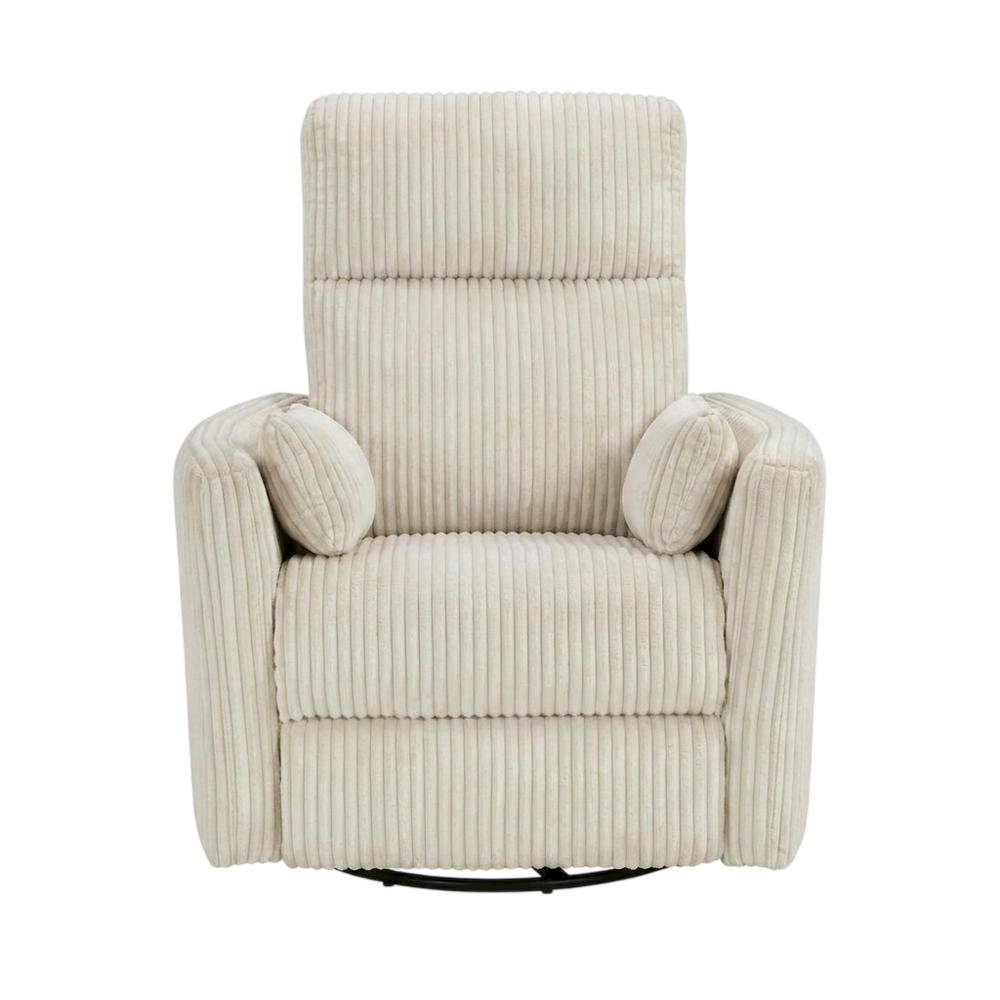 Corduroy Swivel Glider Recliner Chair for Living Room or Nursery, Beige. Picture 1