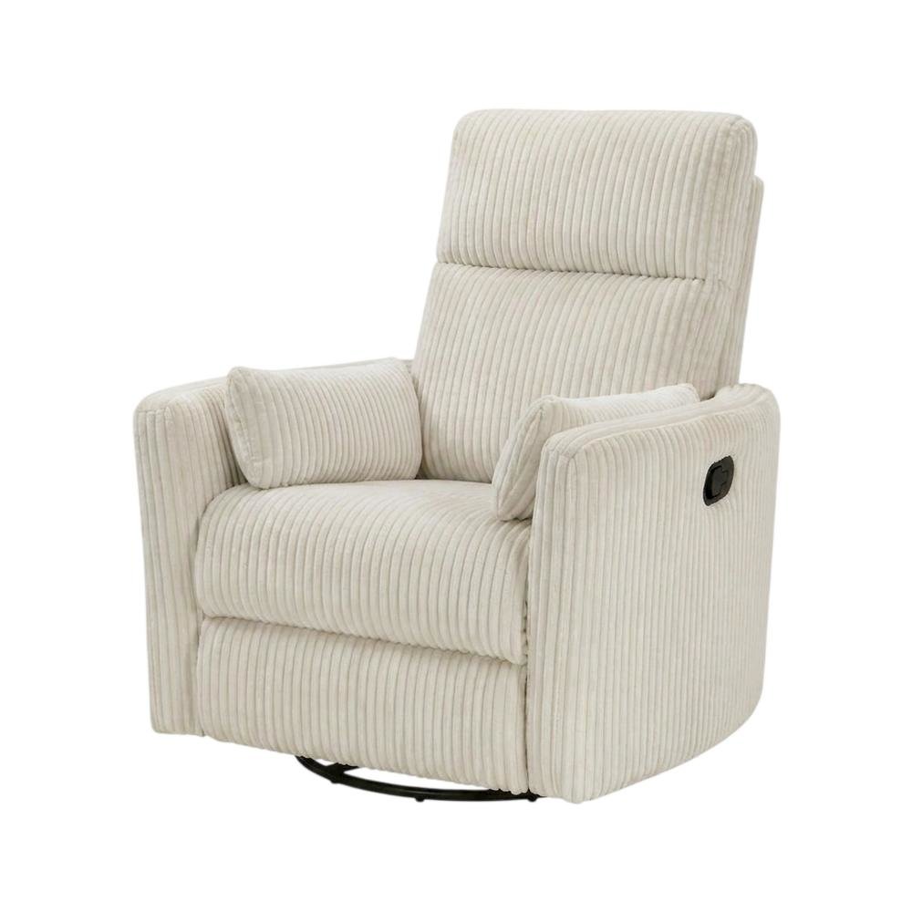 Corduroy Swivel Glider Recliner Chair for Living Room or Nursery, Beige. Picture 3