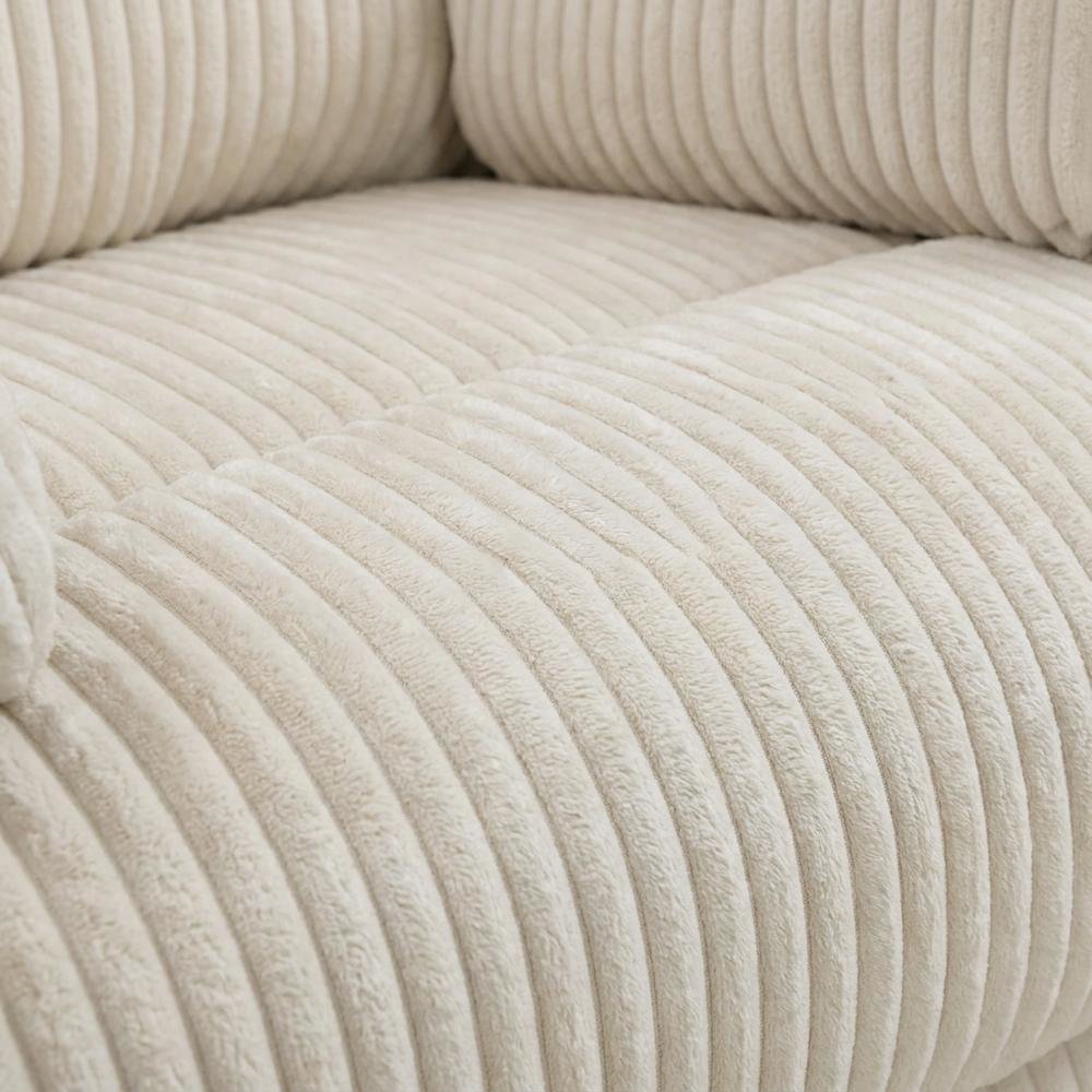 Corduroy Swivel Glider Recliner Chair for Living Room or Nursery, Beige. Picture 6