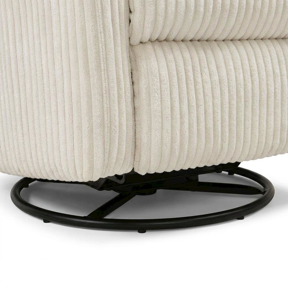 Corduroy Swivel Glider Recliner Chair for Living Room or Nursery, Beige. Picture 7