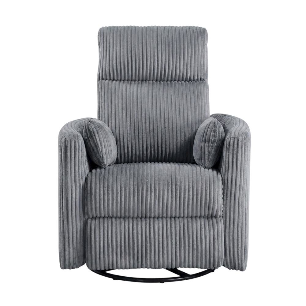 Corduroy Swivel Glider Recliner Chair for Living Room or Nursery, Gray. Picture 1