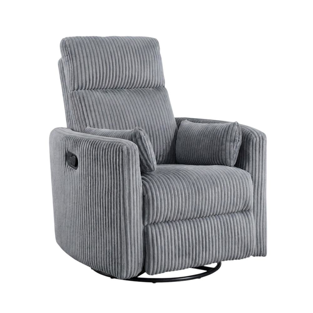 Corduroy Swivel Glider Recliner Chair for Living Room or Nursery, Gray. Picture 3