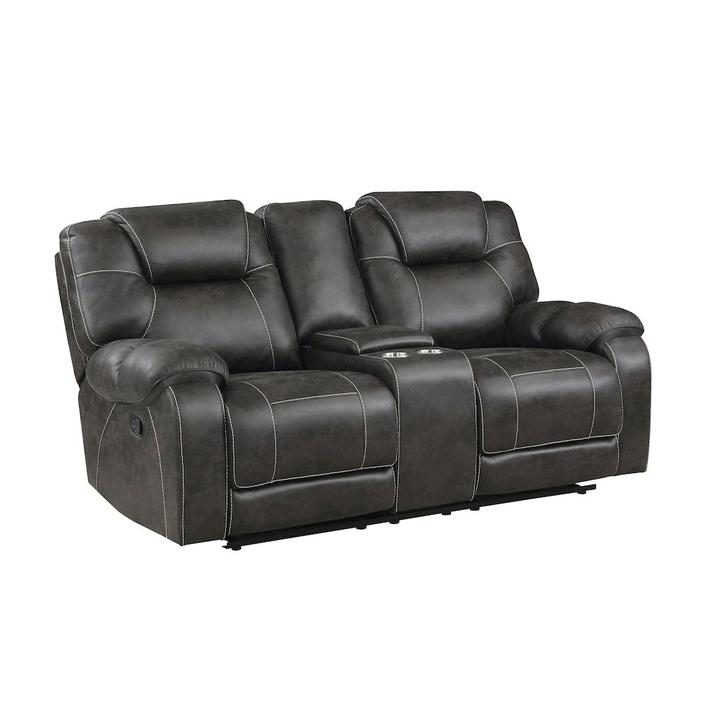 Gainesville Microfiber Double Reclining Love Seat In Chocolate. Picture 1